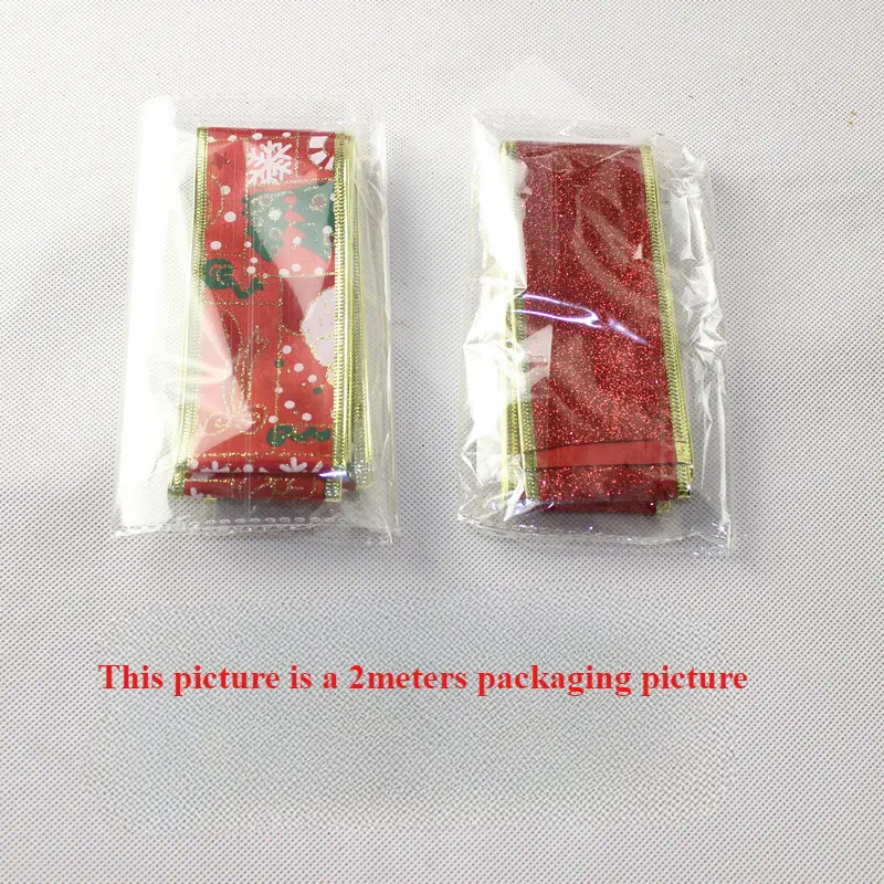6.3cm 2meters Christmas Ribbon Red Gold Silver Blue Rose Merry Christmas Decorations for Home Xmas Tree Ornament