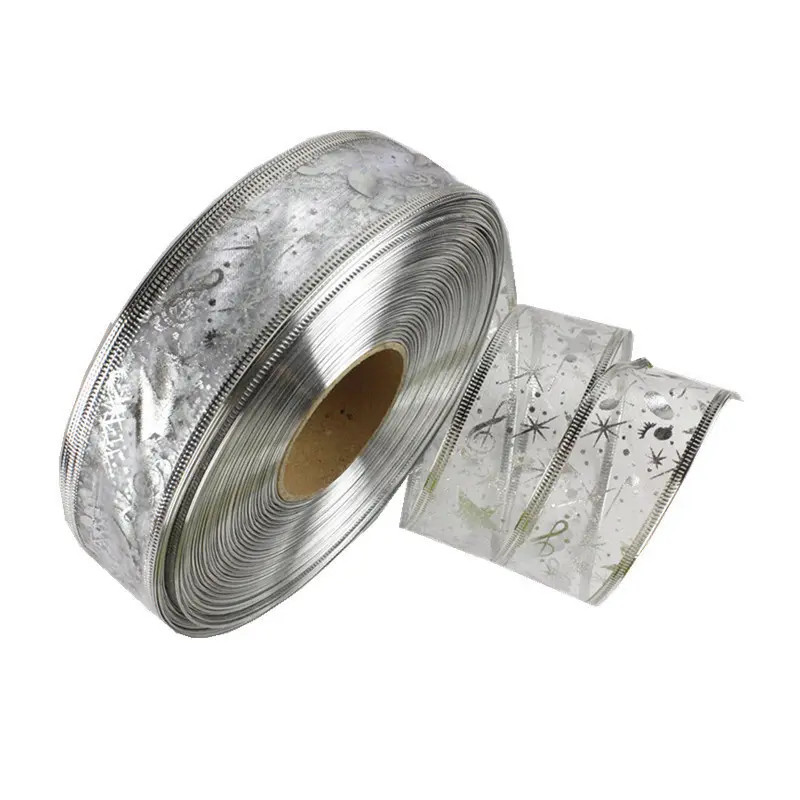 6.3cm 2meters Christmas Ribbon Red Gold Silver Blue Rose Merry Christmas Decorations for Home Xmas Tree Ornament