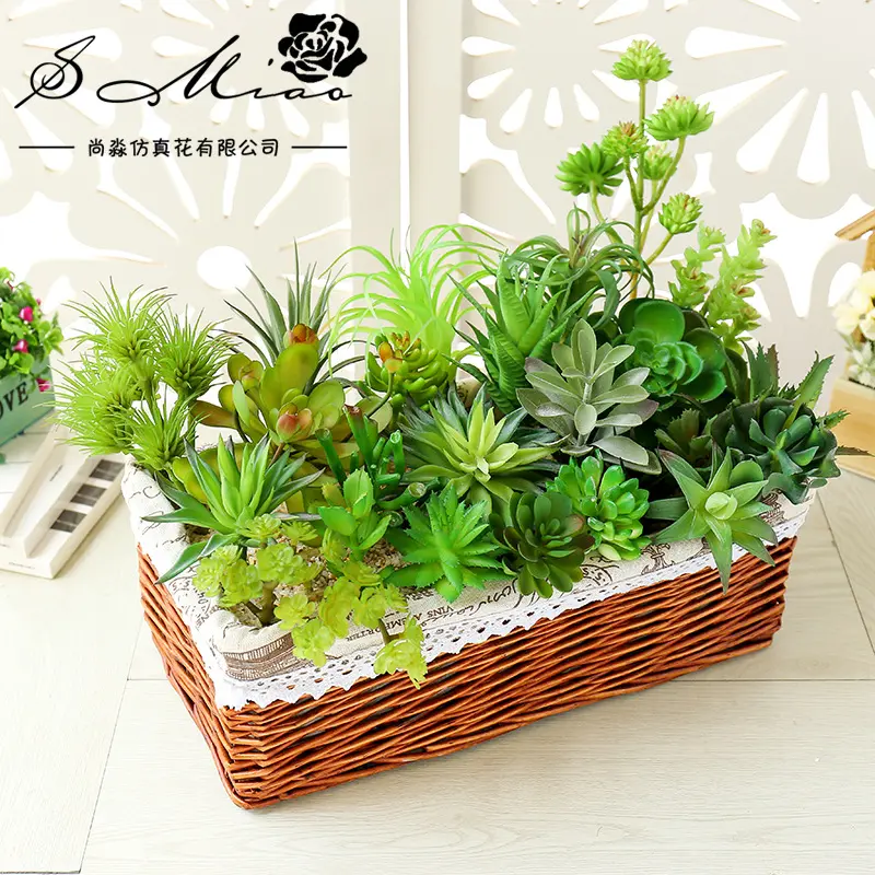 Green Artificial Succulents Plants Home Garden Office Bedroom Decor Desktop Fake Flower Plants Bonsai Festive & Party Supplies