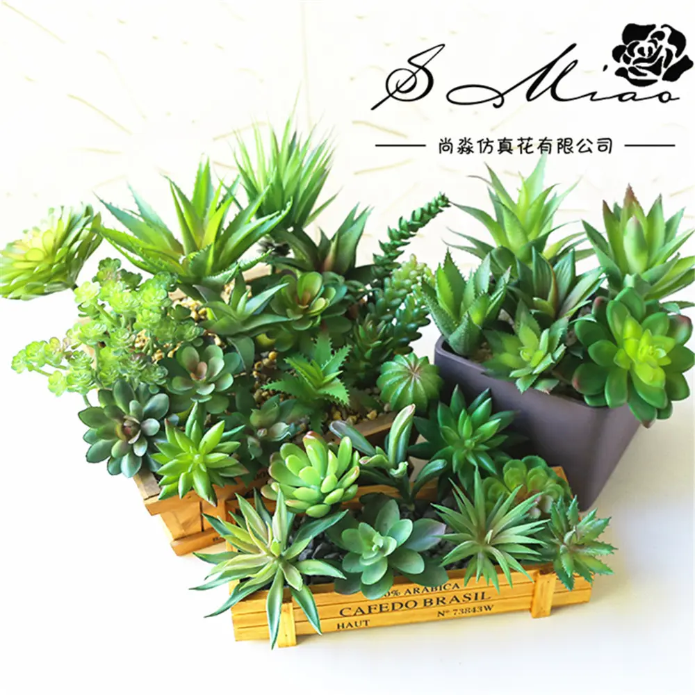 Green Artificial Succulents Plants Home Garden Office Bedroom Decor Desktop Fake Flower Plants Bonsai Festive & Party Supplies