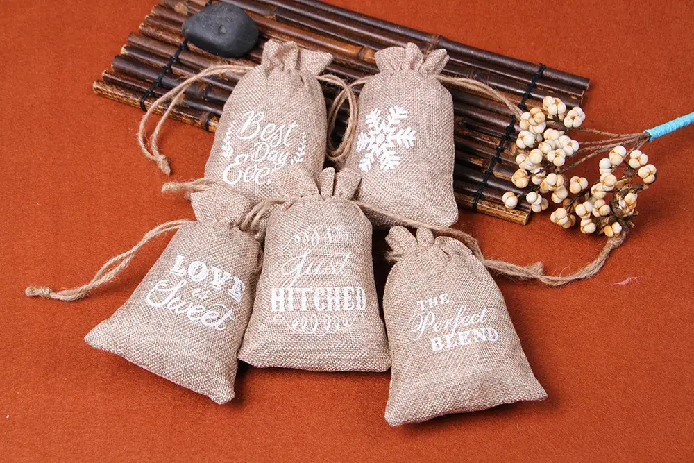 5pcs 10x15cm Jute Burlap Drawstring Bags Wedding Birthday Party Christmas Halloween Candy Chocolate Gift Bags Event Supplies