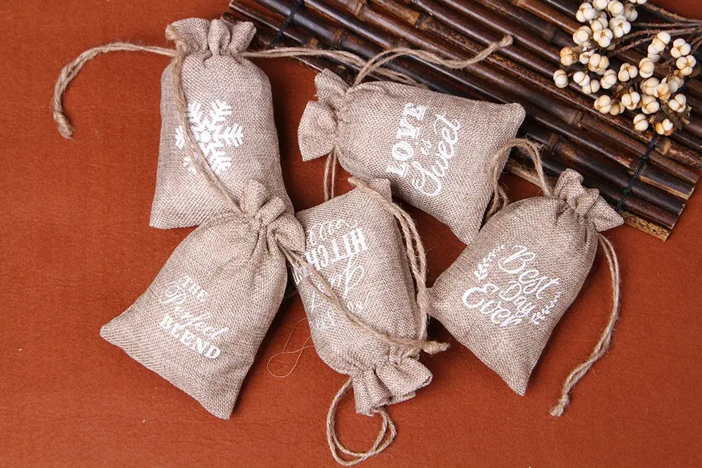 5pcs 10x15cm Jute Burlap Drawstring Bags Wedding Birthday Party Christmas Halloween Candy Chocolate Gift Bags Event Supplies