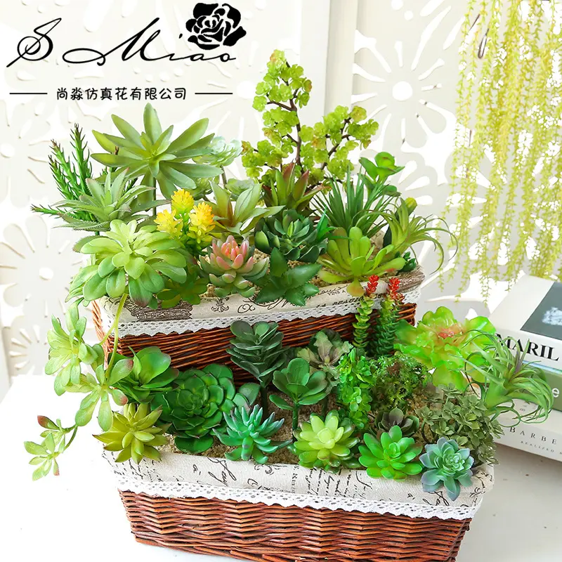 Green Artificial Succulents Plants Home Garden Office Bedroom Decor Desktop Fake Flower Plants Bonsai Festive & Party Supplies