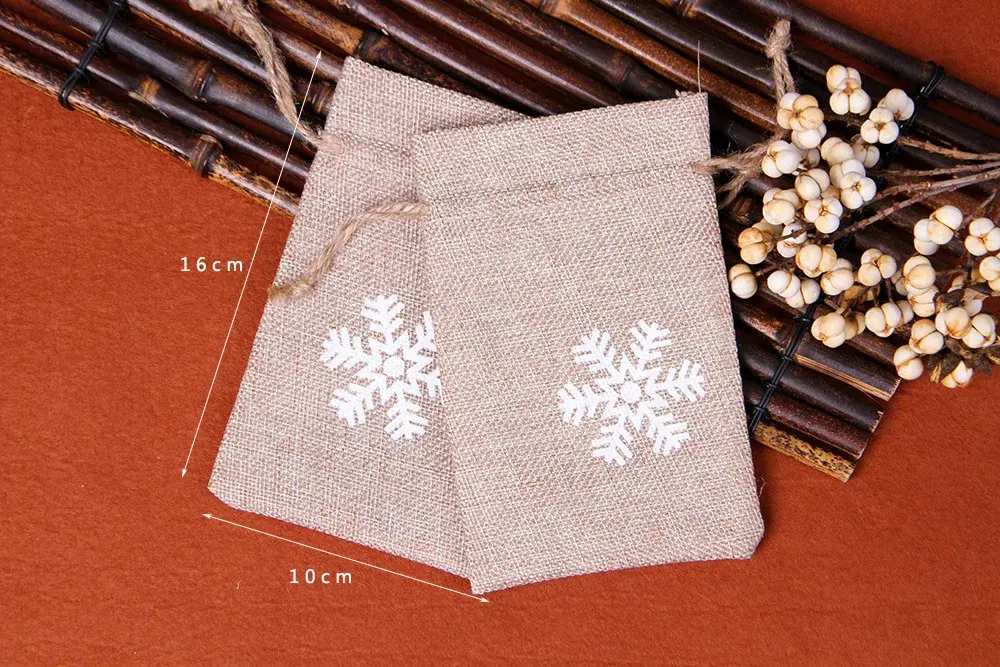 5pcs 10x15cm Jute Burlap Drawstring Bags Wedding Birthday Party Christmas Halloween Candy Chocolate Gift Bags Event Supplies
