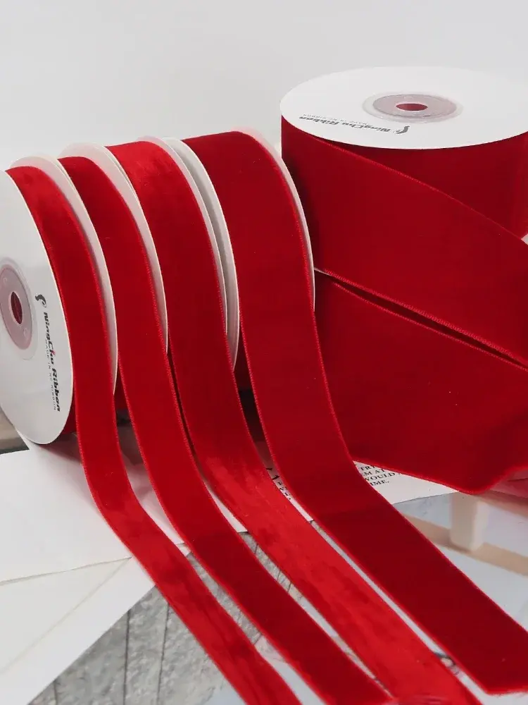 5 Yards Red Velvet Ribbon Handmade Crafts Fabric DIY Apparel Sewing Supplies Webbing