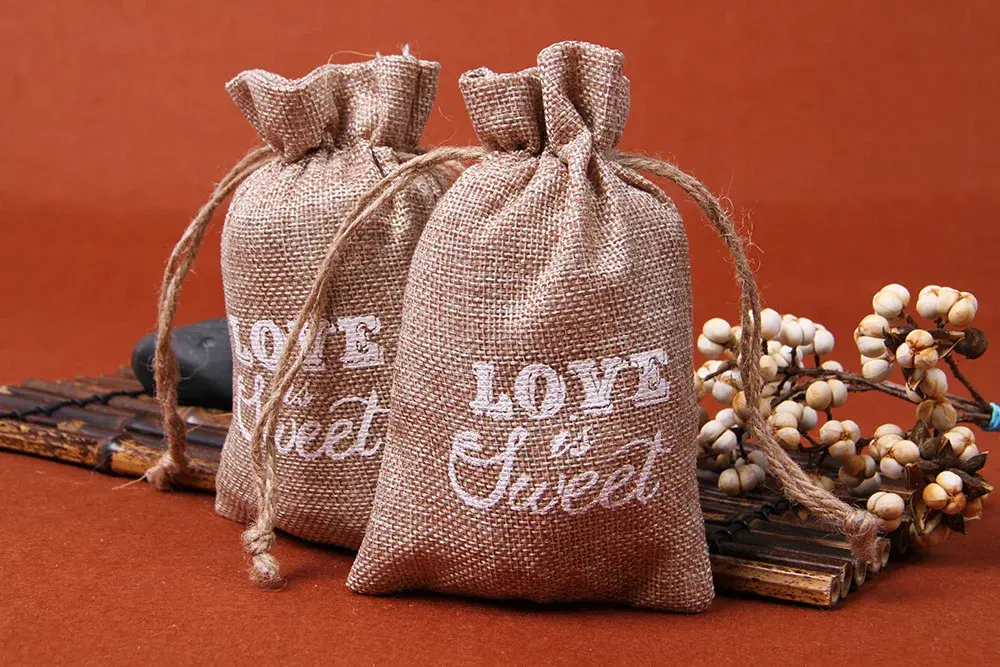 5pcs 10x15cm Jute Burlap Drawstring Bags Wedding Birthday Party Christmas Halloween Candy Chocolate Gift Bags Event Supplies