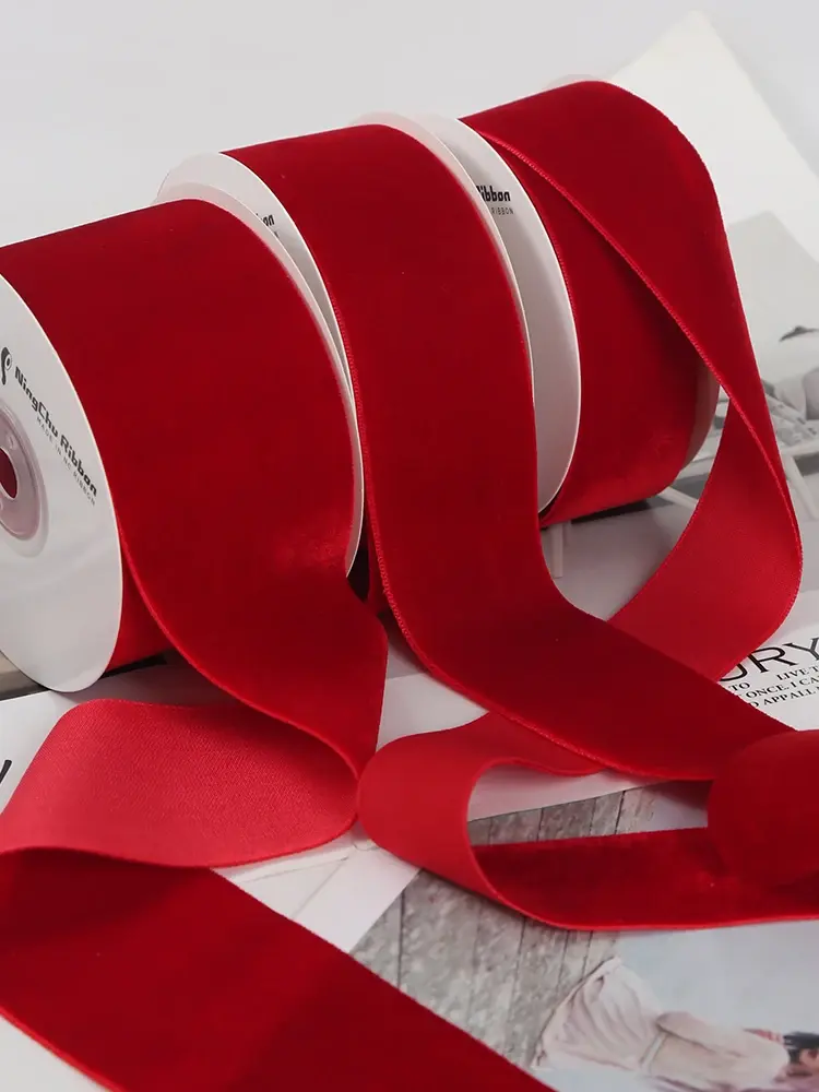5 Yards Red Velvet Ribbon Handmade Crafts Fabric DIY Apparel Sewing Supplies Webbing