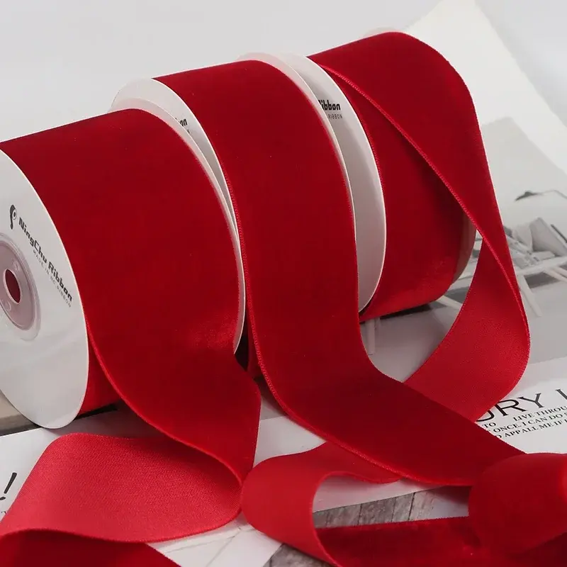 5 Yards Red Velvet Ribbon Handmade Crafts Fabric DIY Apparel Sewing Supplies Webbing