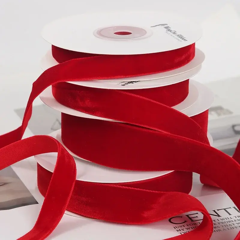 5 Yards Red Velvet Ribbon Handmade Crafts Fabric DIY Apparel Sewing Supplies Webbing