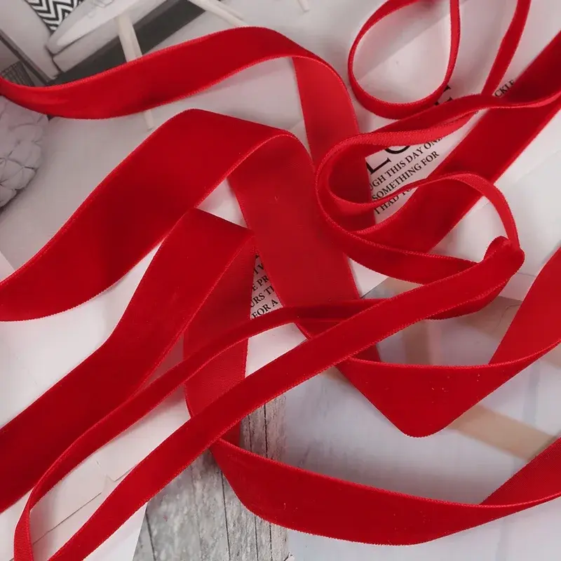 5 Yards Red Velvet Ribbon Handmade Crafts Fabric DIY Apparel Sewing Supplies Webbing