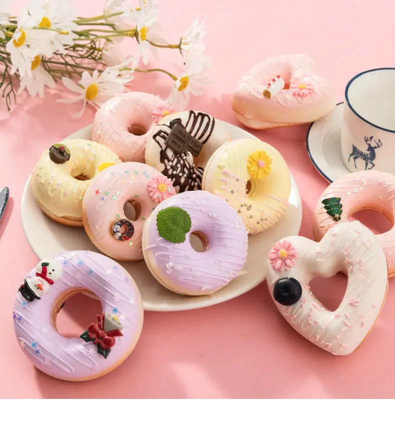 Artificial Donuts Model Simulation PU Donut Bread Wedding Birthday Party Decoration Baby Photography Props Halloween Decoration