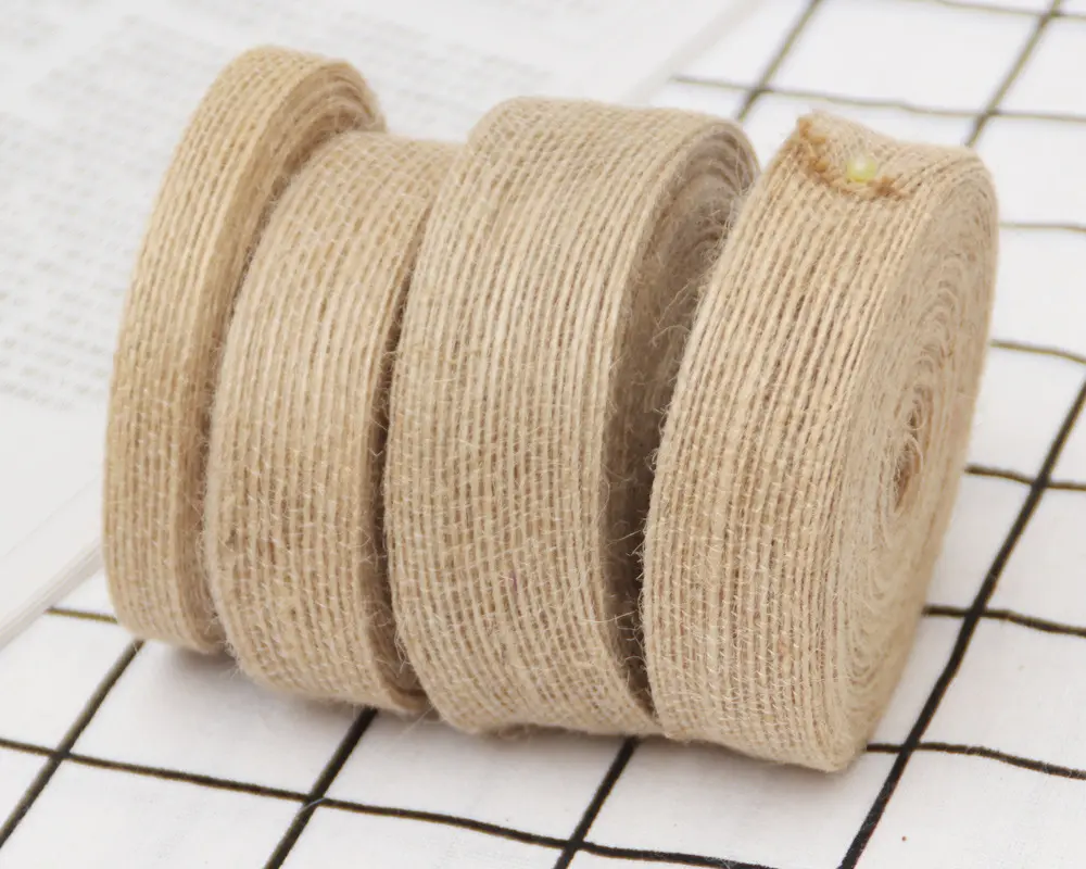6-10-15-20-25-30-38mm Natural Jute Burlap Hessian Ribbon DIY Handmade Crafts Fabric Christmas Halloween Wedding Decor Ribbon