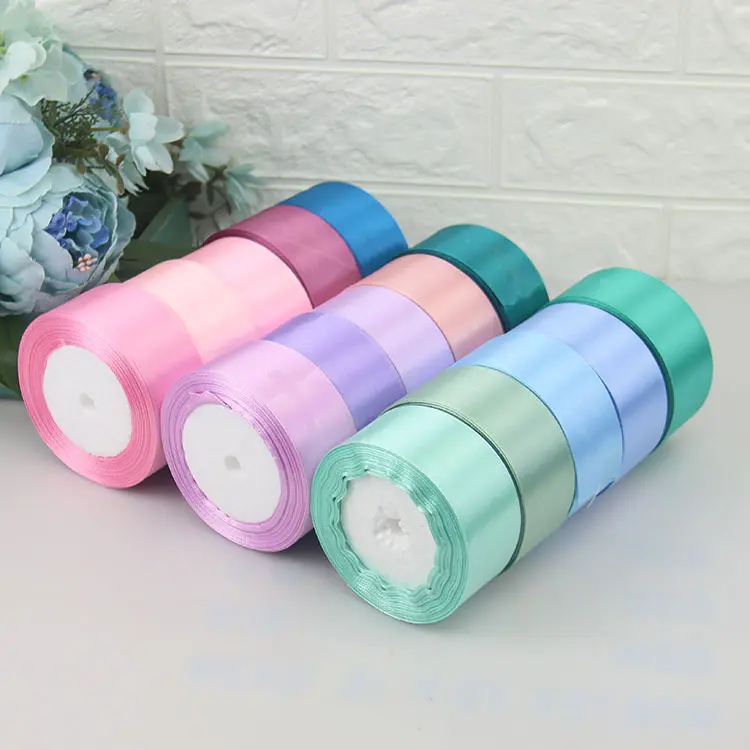 6mm 10mm 15mm 20mm 25mm 38mm 50mm Silk Satin Ribbons Wedding Christmas Birthday Party Gift Wrapping White Blue Purple Ribbons