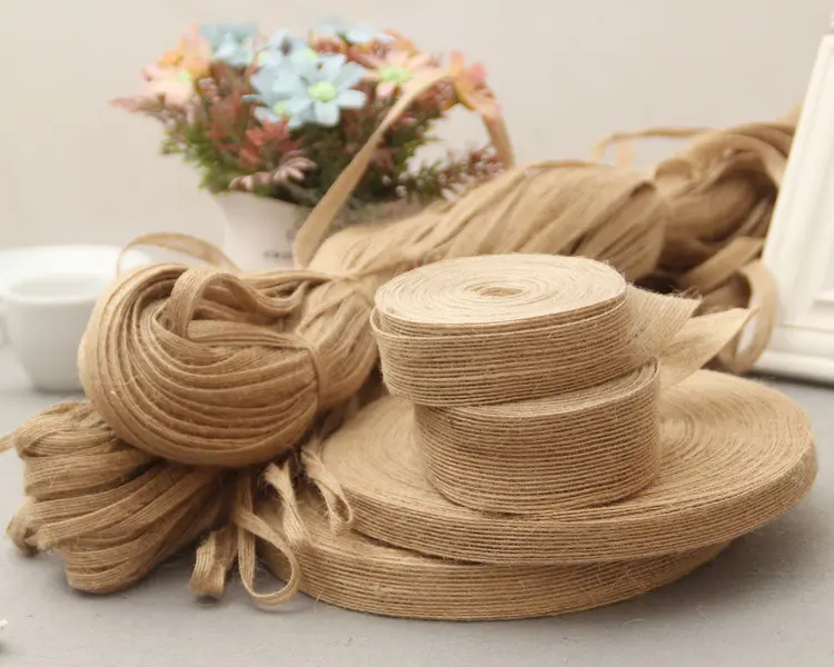 6-10-15-20-25-30-38mm Natural Jute Burlap Hessian Ribbon DIY Handmade Crafts Fabric Christmas Halloween Wedding Decor Ribbon