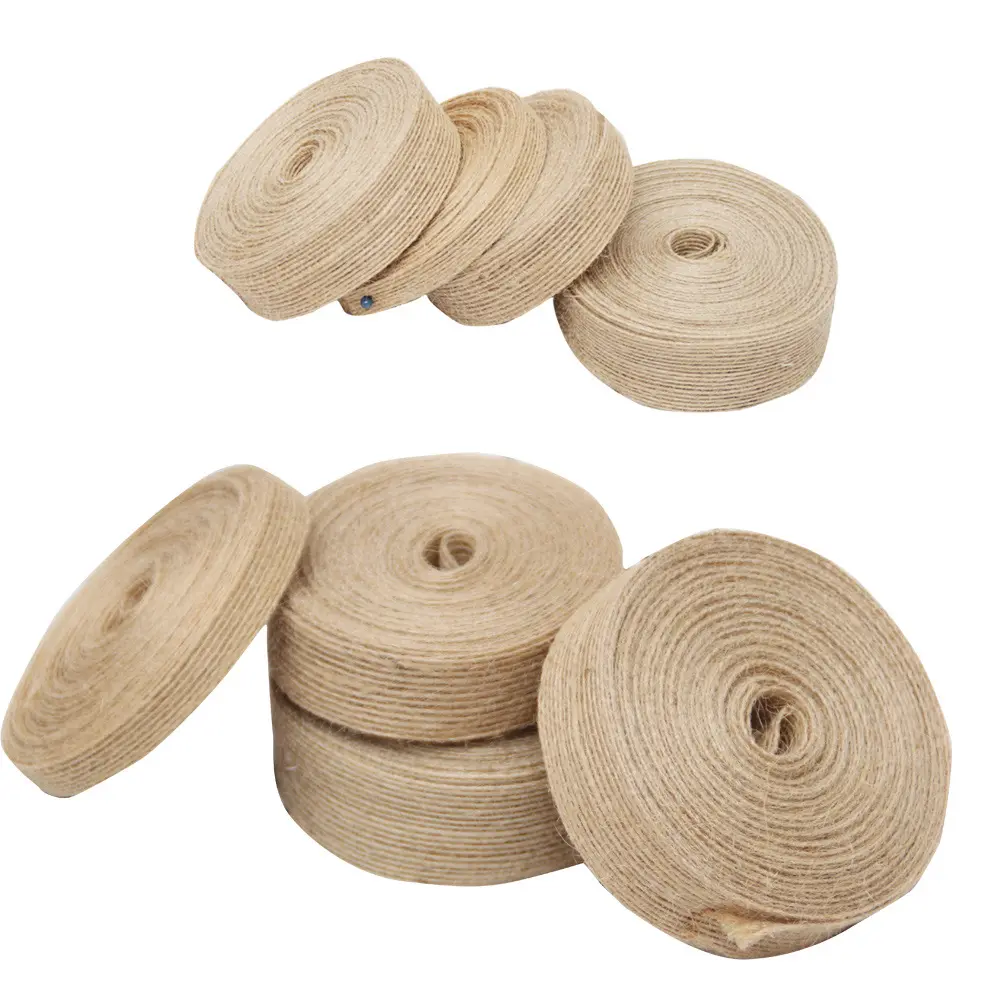 6-10-15-20-25-30-38mm Natural Jute Burlap Hessian Ribbon DIY Handmade Crafts Fabric Christmas Halloween Wedding Decor Ribbon