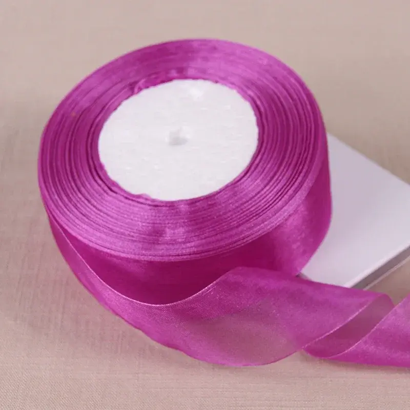 12mm 15mm 20mm 25mm 40mm 50mm Purple Transparent Organza Ribbons DIY Crafts Fabric Christmas Wedding Birthday Party Decoration