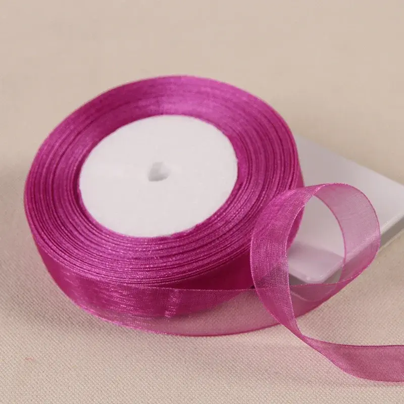 12mm 15mm 20mm 25mm 40mm 50mm Purple Transparent Organza Ribbons DIY Crafts Fabric Christmas Wedding Birthday Party Decoration