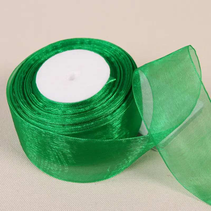 12mm 15mm 20mm 25mm 40mm 50mm Green Transparent Organza Ribbons DIY Crafts Fabric Christmas Wedding Birthday Party Decoration