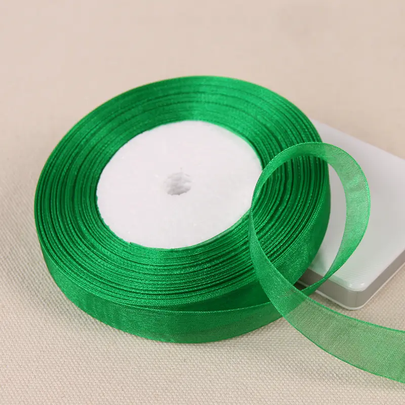 12mm 15mm 20mm 25mm 40mm 50mm Green Transparent Organza Ribbons DIY Crafts Fabric Christmas Wedding Birthday Party Decoration