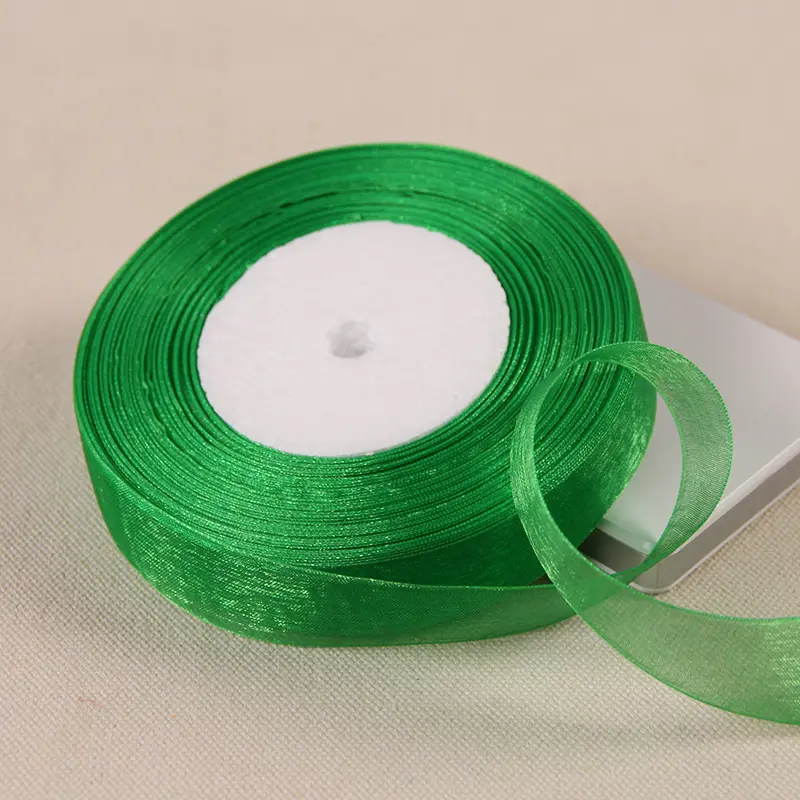 12mm 15mm 20mm 25mm 40mm 50mm Green Transparent Organza Ribbons DIY Crafts Fabric Christmas Wedding Birthday Party Decoration