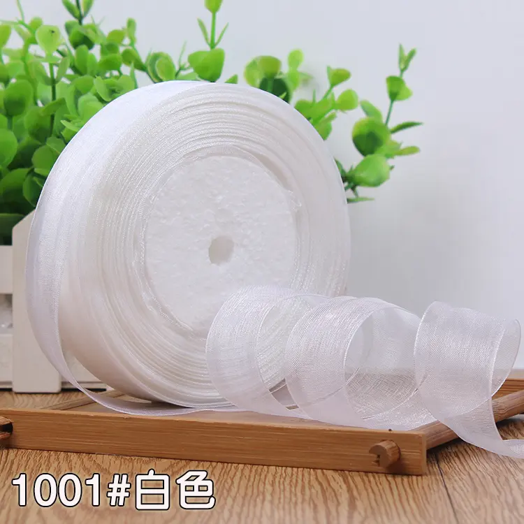 50 yard 25mm 45 Meters Organza Ribbon Party Wedding Birthday Gift Packaging Ribbons Christmas New Year DIY Bow Craft Accessories