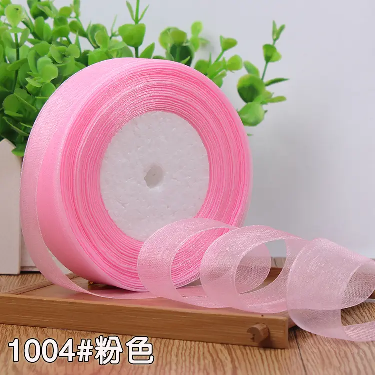 50 yard 25mm 45 Meters Organza Ribbon Party Wedding Birthday Gift Packaging Ribbons Christmas New Year DIY Bow Craft Accessories
