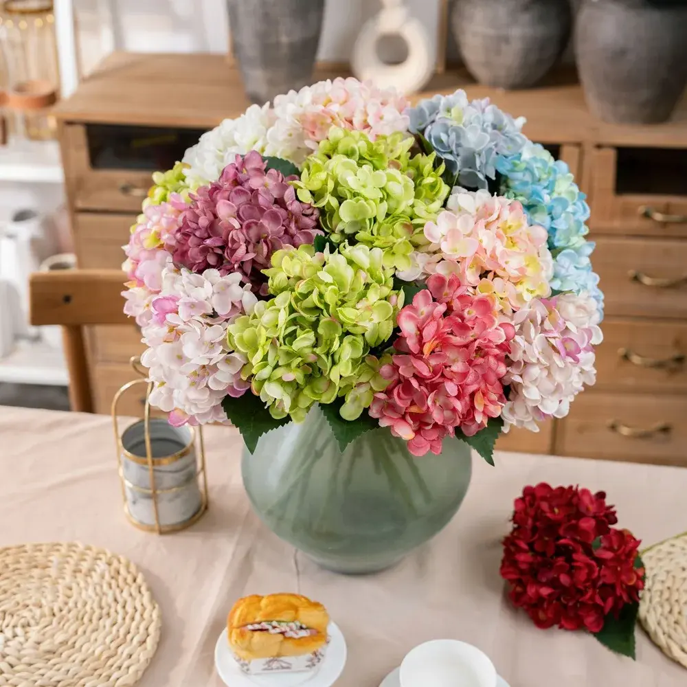 1pcs Artificial Flower Silk Hydrangea Fake Flowers for Home Decoration Accessories Wedding Christmas Garland Material