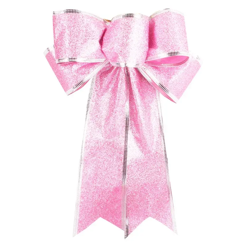 2pcs 25cm Glitter Christmas Bow for Christmas Decoration Hanging Pendant Home Ornaments Party Supplies