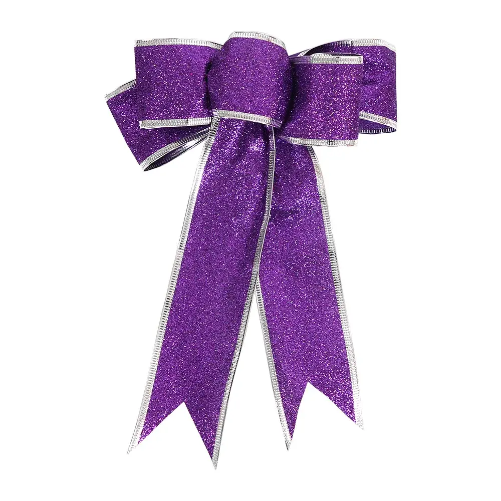 2pcs 25cm Glitter Christmas Bow for Christmas Decoration Hanging Pendant Home Ornaments Party Supplies