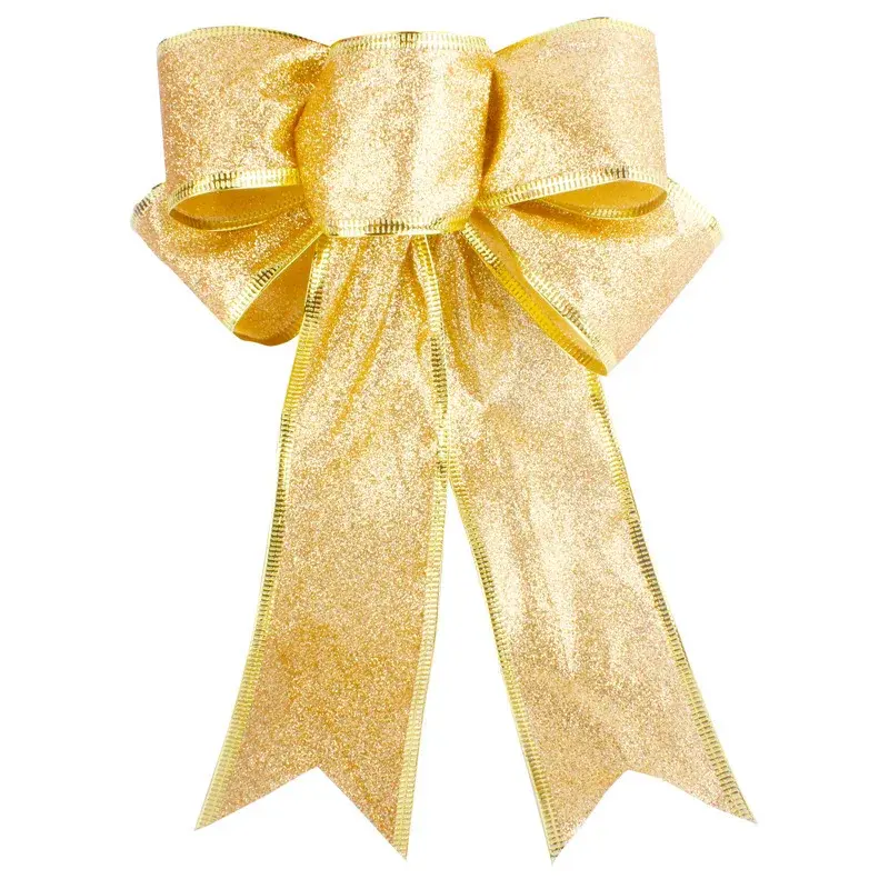 2pcs 25cm Glitter Christmas Bow for Christmas Decoration Hanging Pendant Home Ornaments Party Supplies