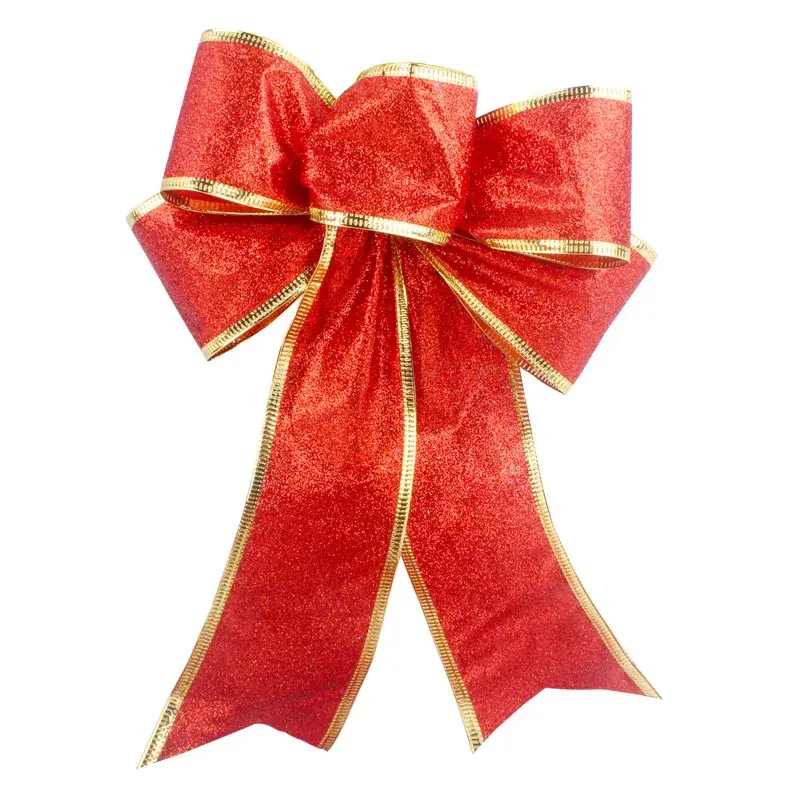 2pcs 25cm Glitter Christmas Bow for Christmas Decoration Hanging Pendant Home Ornaments Party Supplies