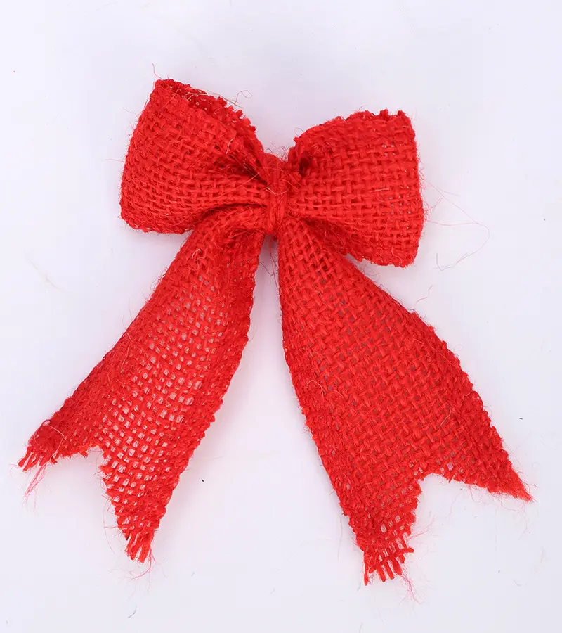 5pcs Jute Burlap Christmas Bows DIY Crafts Festive Party Supplies Halloween New Year Wedding Birthday Party Gift Box Decoration