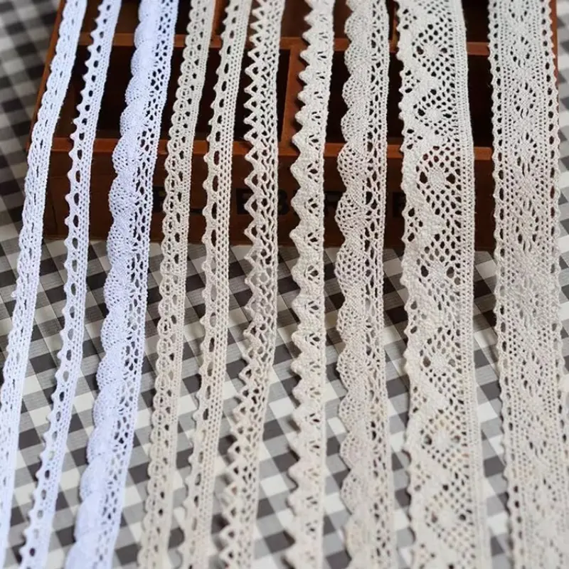 10-15-20-25mm Beige White Cotton Crocheted Hollow Out Lace Ribbons DIY Apparel Sewing Fabric Handmade Crafts Lace Tape Trim