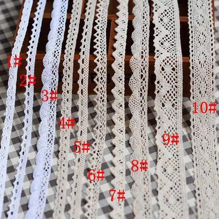 10-15-20-25mm Beige White Cotton Crocheted Hollow Out Lace Ribbons DIY Apparel Sewing Fabric Handmade Crafts Lace Tape Trim