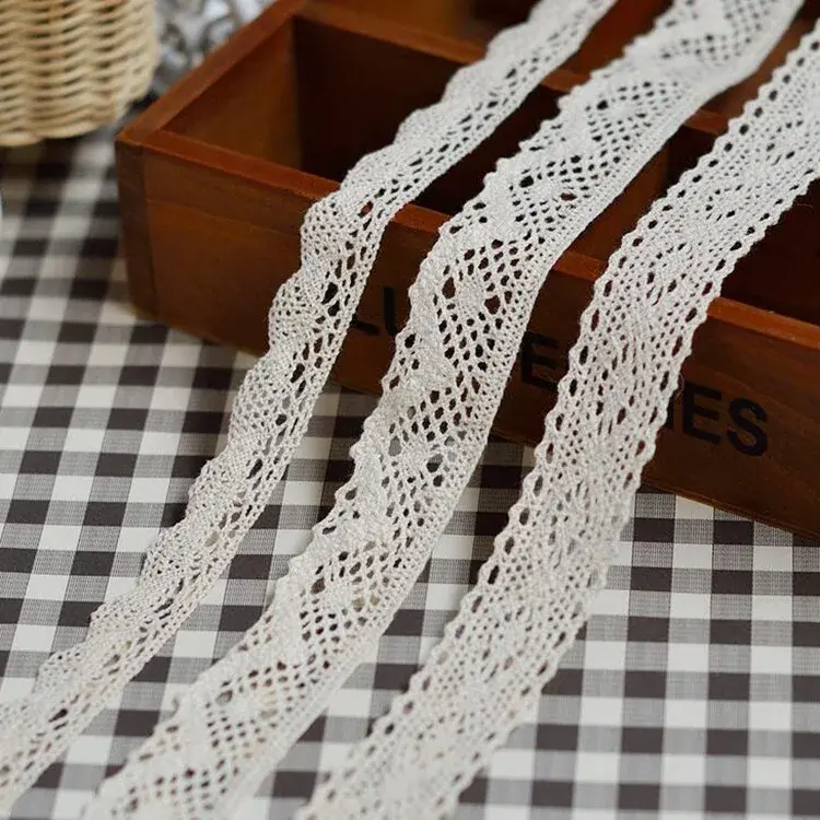 10-15-20-25mm Beige White Cotton Crocheted Hollow Out Lace Ribbons DIY Apparel Sewing Fabric Handmade Crafts Lace Tape Trim
