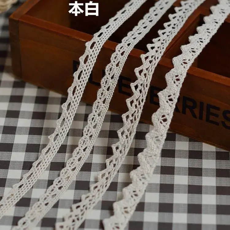 10-15-20-25mm Beige White Cotton Crocheted Hollow Out Lace Ribbons DIY Apparel Sewing Fabric Handmade Crafts Lace Tape Trim
