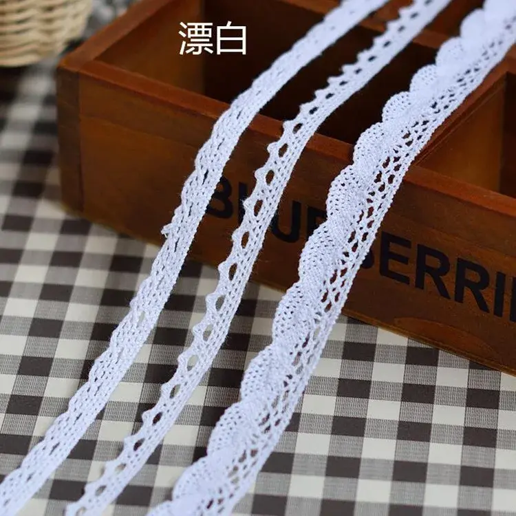 10-15-20-25mm Beige White Cotton Crocheted Hollow Out Lace Ribbons DIY Apparel Sewing Fabric Handmade Crafts Lace Tape Trim