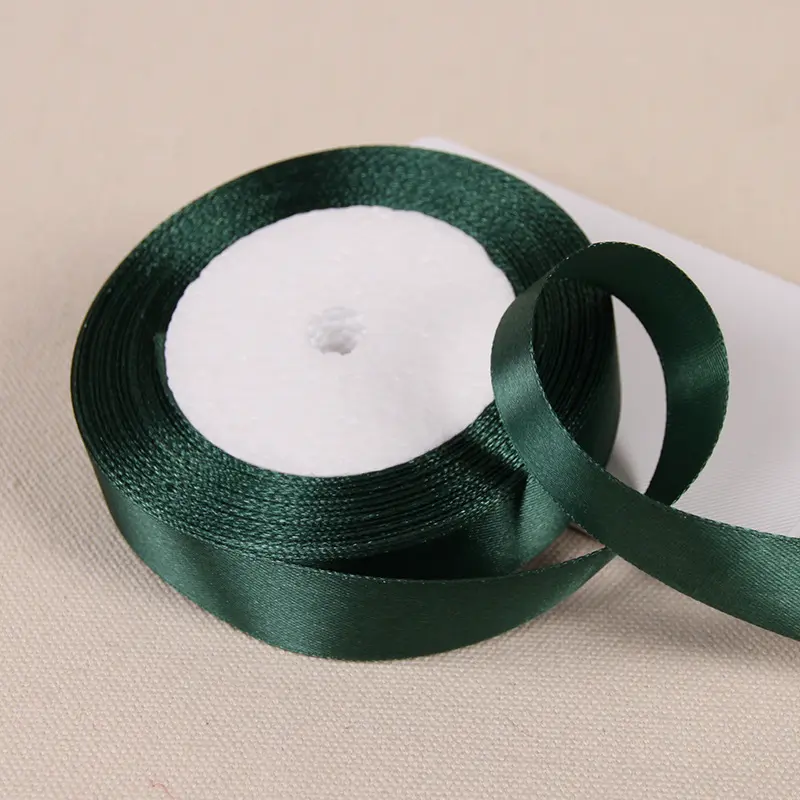 25Yards Dark Green Silk Satin Ribbons 0.6cm-5cm Gift Bow Handmade DIY Craft Wedding Party Halloween Supplies Decoration