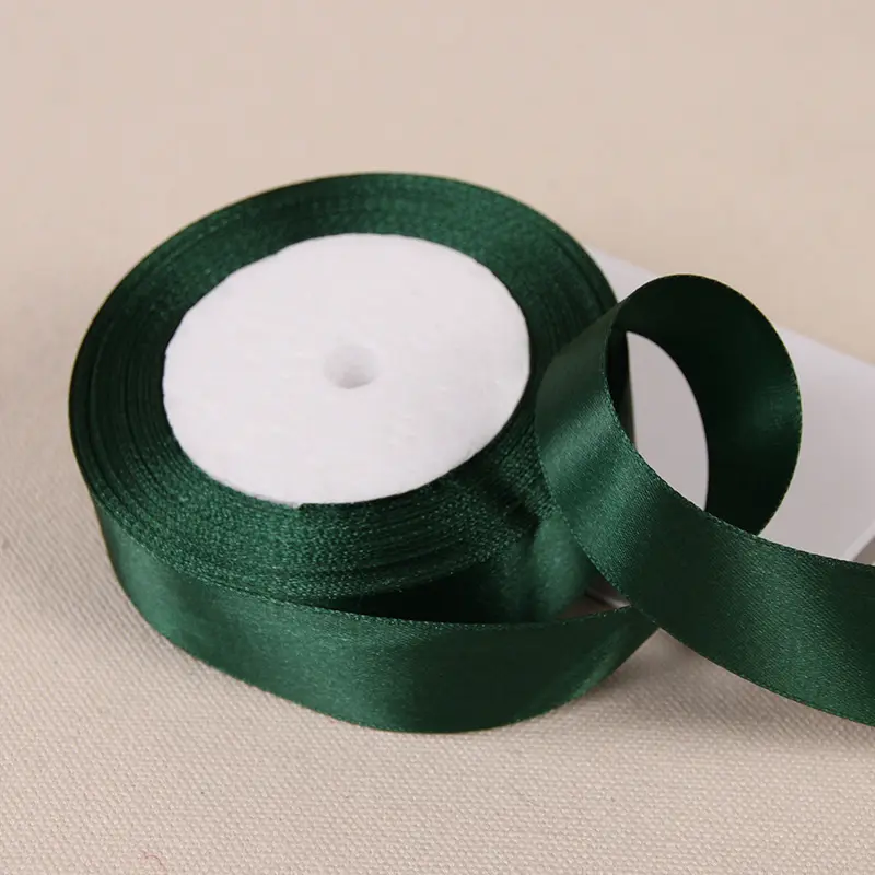 25Yards Dark Green Silk Satin Ribbons 0.6cm-5cm Gift Bow Handmade DIY Craft Wedding Party Halloween Supplies Decoration