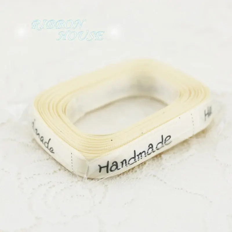 25 Yards 3/8'' (10mm) Handmade Printed Polyester Ribbon for Bow Craft Wedding Party DIY Gift Packing Packaging Accessories