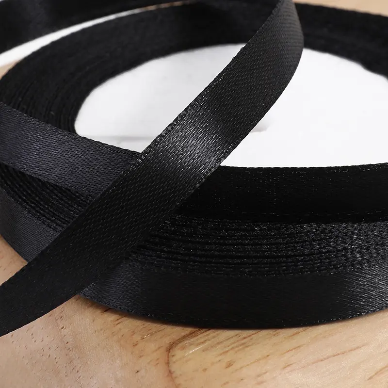 22Meters Black Satin Ribbon 50mm 40mm 25mm 15mm 12mm 10mm 6mm Silk Crafts Supplies Sewing Accessories Christmas Decorations