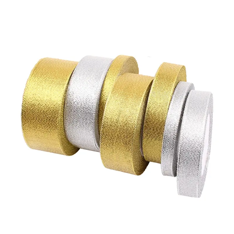 25Yards Silver Gold Glitter Satin Ribbon Party Home Wedding Decoration Gift Wrapping Christmas New Year DIY Craft Material