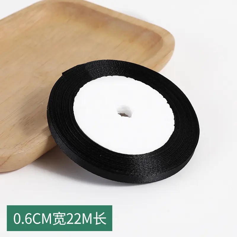 22Meters Black Satin Ribbon 50mm 40mm 25mm 15mm 12mm 10mm 6mm Silk Crafts Supplies Sewing Accessories Christmas Decorations