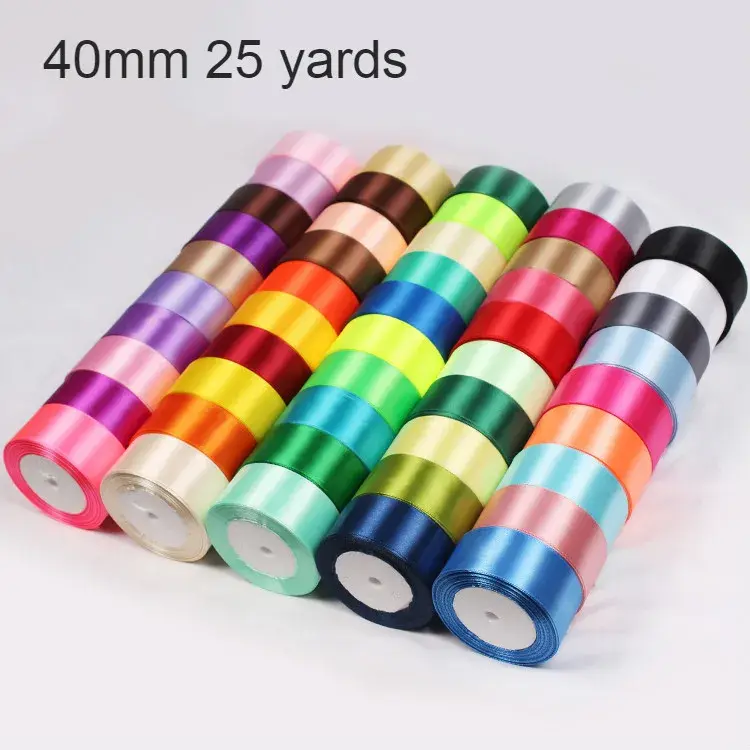 25 Yards 22 Meters 40mm Satin Ribbon Christmas Party Wedding Decoration Team Bride Gift Wrapping Packaging DIY Craft fitas ruban