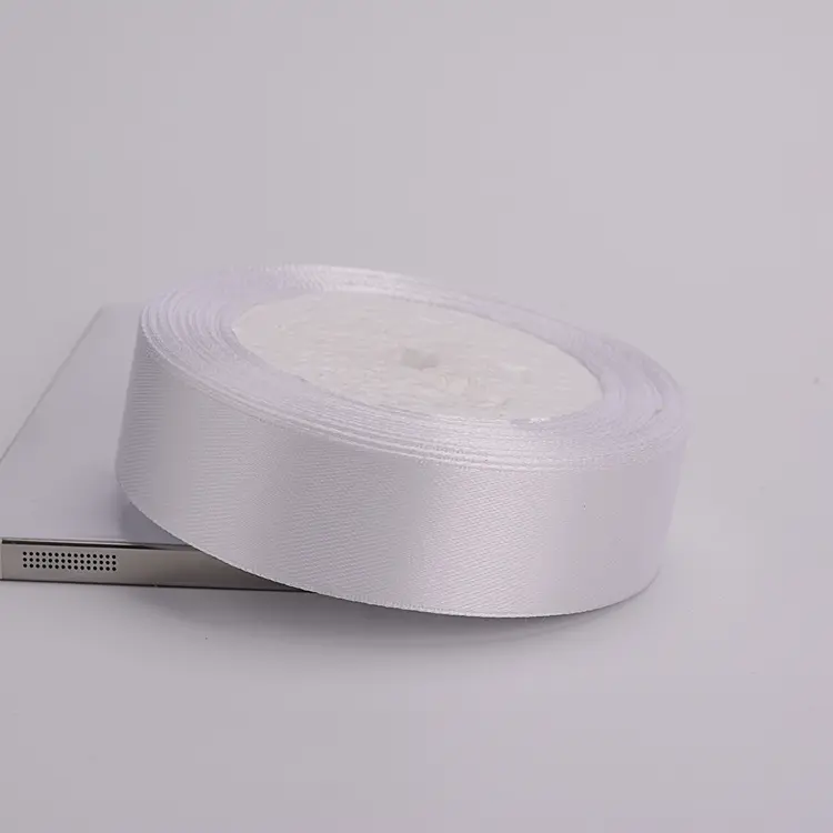White Single Face Satin Ribbon 0.6/1/1.2/1.5/2/2.5/4/5cm 22meters/Roll Webbing Decoration Gift Christmas Halloween Ribbon
