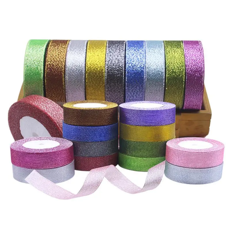 25 yards 25mm Glitter Ribbon Christmas Halloween Party Wedding Decoration Gift Wrapping Packaging Ribbons DIY Handmade Crafts