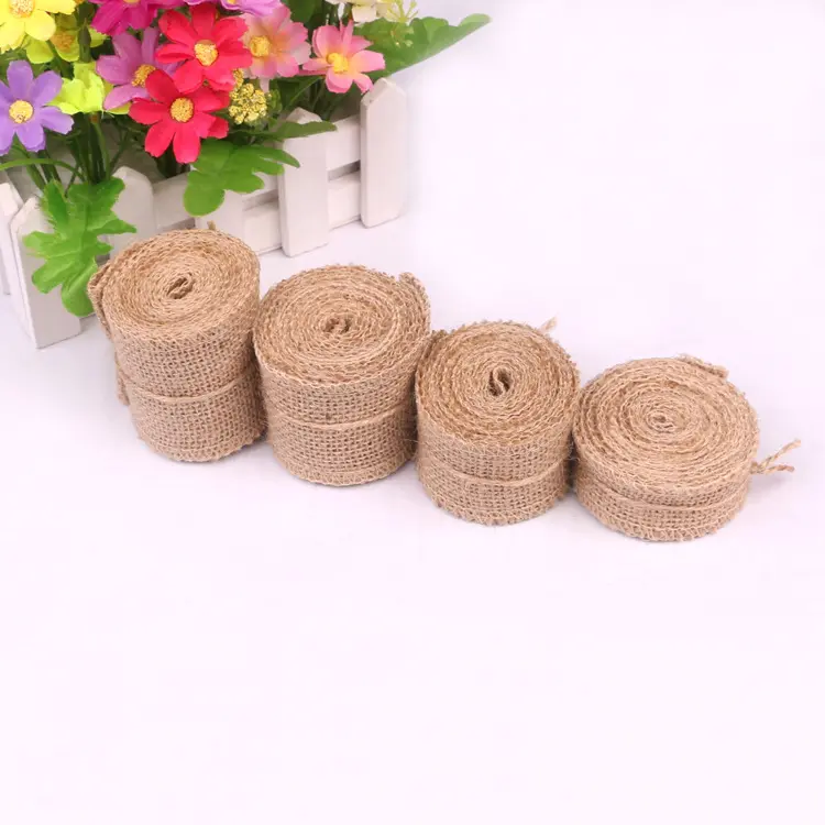 2Meters/Lot 3/4/5/6/8/10/15/20/25/30cm Width Natural Jute Burlap Hemp Ribbon Wedding Party Decorative Christmas Gift Wrapping