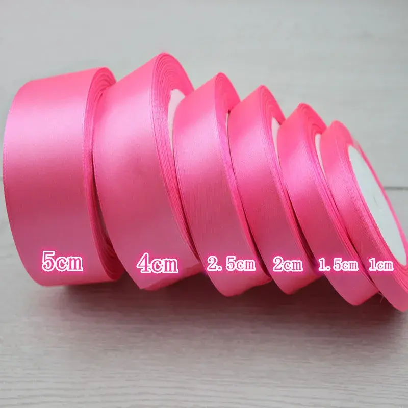 (25 Yards/roll) 10/15/20/25/40/50mm Peach Single Face Satin Ribbon Party Decoration Gift Wrapping Christmas Ribbons Sewing