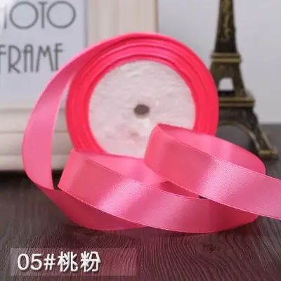 (25 Yards/roll) 10/15/20/25/40/50mm Peach Single Face Satin Ribbon Party Decoration Gift Wrapping Christmas Ribbons Sewing