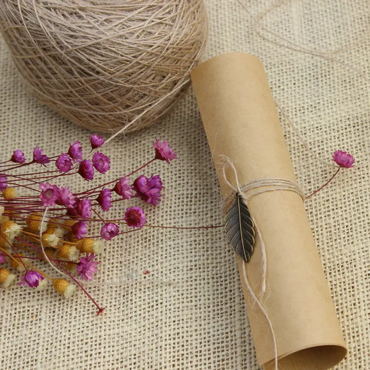 100M Natural Jute Burlap Braided String Cords Rope DIY Scrapbooking Crafts Decor Christmas Wedding Party Gift Wrapping Thread